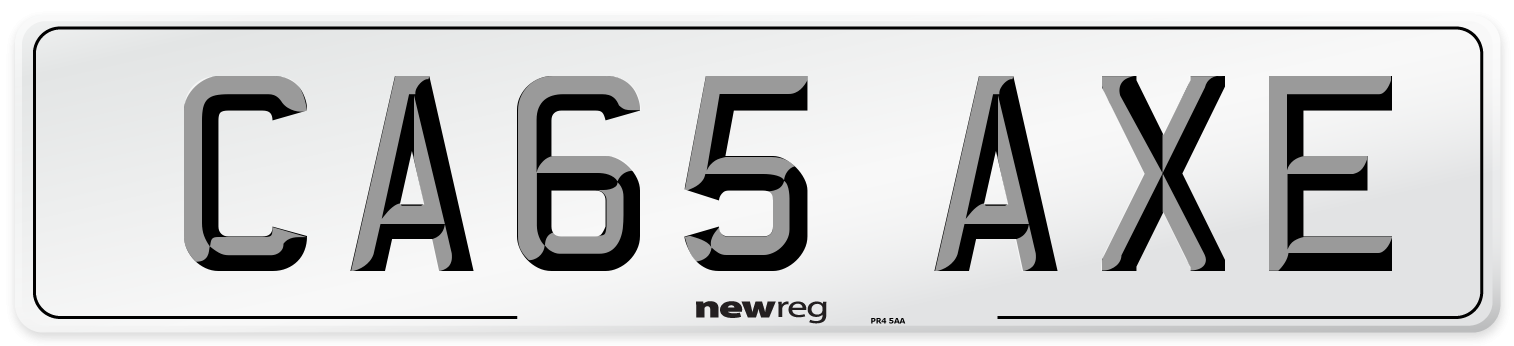 CA65 AXE Number Plate from New Reg